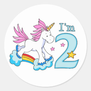 Unicorn Rainbow 2e verjaardag Ronde Sticker
