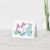 Unicorn Rainbow 4e verjaardag invulling uitnodigin (Voorkant)