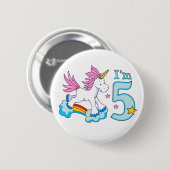 Unicorn Rainbow 5th Birthday Ronde Button 5,7 Cm (Voorkant /achterkant)