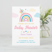 Unicorn Rainbow Baby shower Girl Kaart (Staand voorkant)