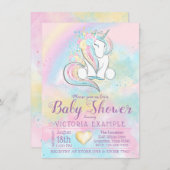 Unicorn Rainbow Baby Shower Invitations (Devant / Derrière)