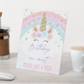 Unicorn Rainbow Birthday-behandelingen Reclamebord Met Voetstuk (Insitu)