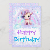 Unicorn Rainbow Birthday Card Modèle (Devant / Derrière)