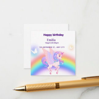 Unicorn Rainbow Birthday Invitation Enclosure Card Informatiekaartje