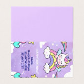 Unicorn Rainbow Birthday Invitation Folded Card (Outside Unfolded)