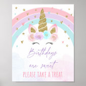 Unicorn Rainbow Birthday TreSign Poster