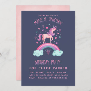 Unicorn Rainbow Birthday Uitnodiging