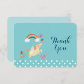 Unicorn Rainbow Clouds and Flowers Birthday Bedank Bedankkaart (Voorkant / Achterkant)