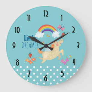 Unicorn Rainbow Clouds and Flowers Little Dreamwea Grote Klok