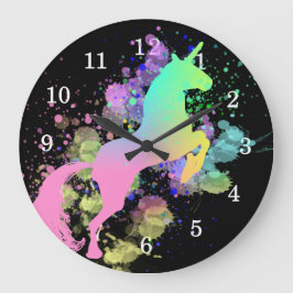 Unicorn Rainbow Color Splash Fantasy Grote Klok