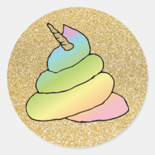 Unicorn Rainbow Crap Emoji poop emoji met gezicht Ronde Sticker