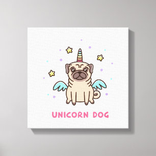 Unicorn Rainbow Dog Canvas Afdruk