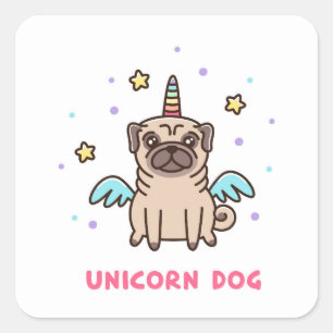 Unicorn Rainbow Dog Vierkante Sticker