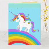UNICORN RAINBOW FILLES CARTES DE SALUT D'ANNIVERSA (Fleur jaune)
