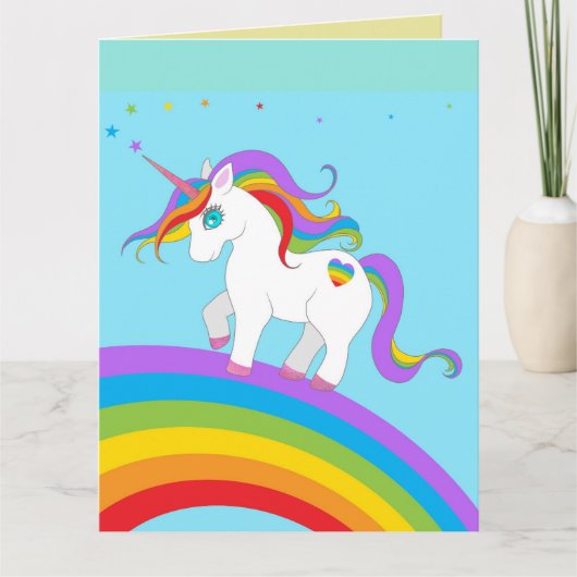 UNICORN RAINBOW FILLES CARTES DE SALUT D'ANNIVERSA (Devant)