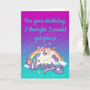 Unicorn Rainbow Funny Birthday Kaart