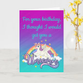 Unicorn Rainbow Funny Birthday Kaart (Gele Bloem)