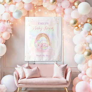 Unicorn Rainbow Girl Baby shower fond Tapisserie