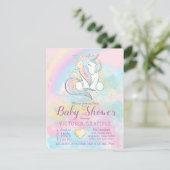 Unicorn Rainbow Girl Baby Shower Invitations (Debout devant)