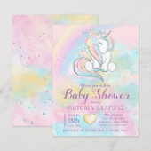 Unicorn Rainbow Girl Baby Shower Invitations (Devant / Derrière)