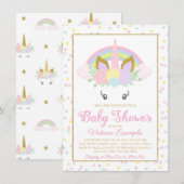 Unicorn Rainbow Girl Baby Shower Invitations (Devant / Derrière)