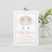 Unicorn Rainbow Girl Baby Shower Invitations (Debout devant)
