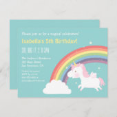 Unicorn Rainbow Girls Birthday Party Invitations (Devant / Derrière)