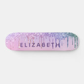 Unicorn Rainbow Glitter - Gepersonaliseerd Skateboard (Horizontaal)