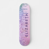 Unicorn Rainbow Glitter - Gepersonaliseerd Skateboard (Voorkant)