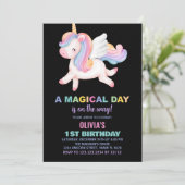 Unicorn Rainbow Invitations d'anniversaire (Debout devant)