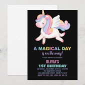 Unicorn Rainbow Invitations d'anniversaire (Devant / Derrière)