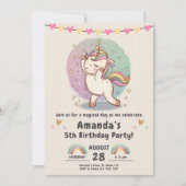 Unicorn Rainbow Magic verjaardagsfeestje Kaart (Voorkant)