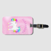 Unicorn Rainbow Magical Pink Cute School Bagagelabel (Voorkant (horizontaal))