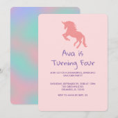 Unicorn Rainbow Pastel Invitation d'anniversaire (Devant / Derrière)