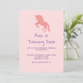 Unicorn Rainbow Pastel Invitation d'anniversaire (Debout devant)