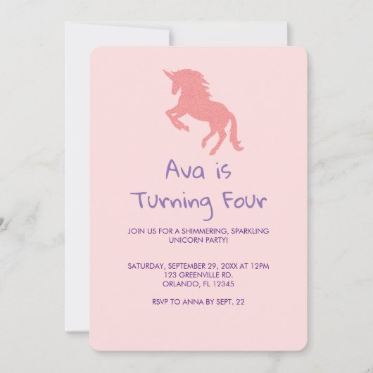 Unicorn Rainbow Pastel Invitation d'anniversaire (Devant)