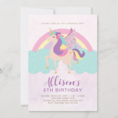 Unicorn Rainbow Personalized Birthday Kaart (Voorkant)
