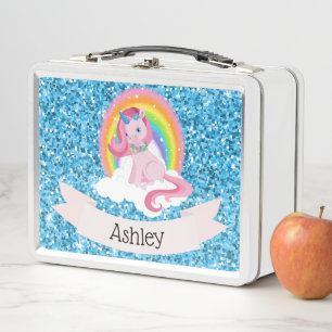 Unicorn & Rainbow Personalized Metal Lunch Box