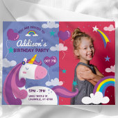 Unicorn Rainbow Photo Anniversaire Fête Invitation