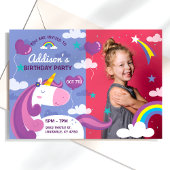 Unicorn Rainbow Photo Anniversaire Fête Invitation