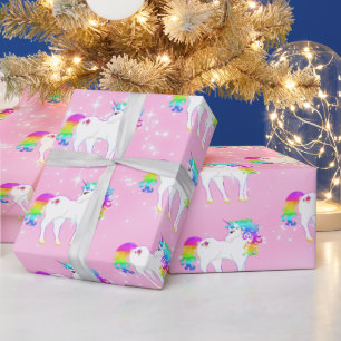 Unicorn Rainbow Pink Cute Cadeaupapier