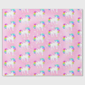 Unicorn Rainbow Pink Cute Cadeaupapier (Vlak)