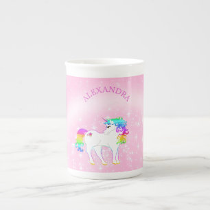 Unicorn Rainbow Pink Cute Whimsical Hot Chocolade Porselein Kop