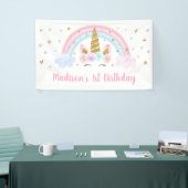 Unicorn Rainbow Pink Gold Birthday Spandoek (Beurs)