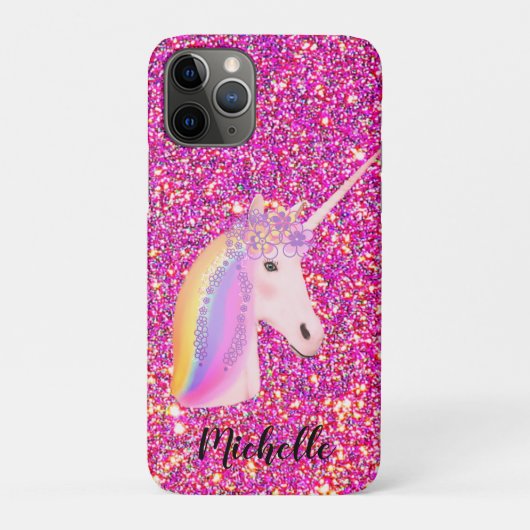 Unicorn Rainbow Pink Gold Glitter Sparkle Custom Case-Mate iPhone Case (Achterkant)