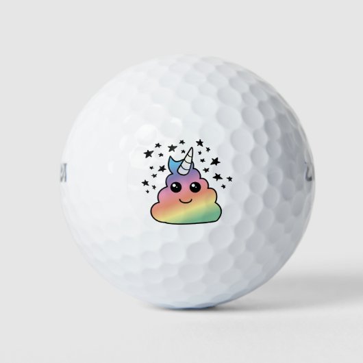 Unicorn Rainbow Poop Emoji Kawaii Golfballen (Voorkant)