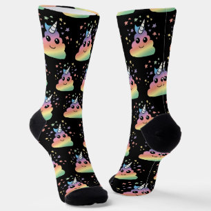 Unicorn Rainbow Poop Emoji Kawaii Sokken