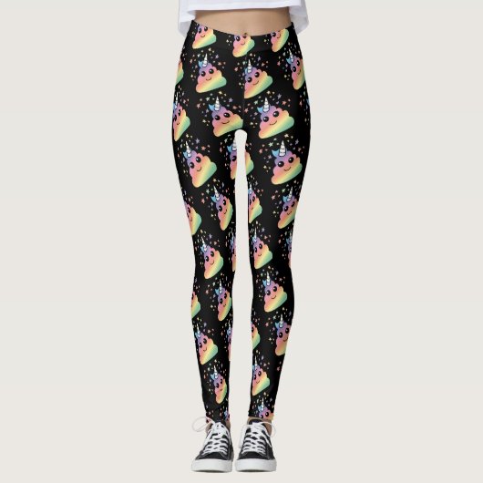 Unicorn Rainbow Poop Emoji Leggings (Voorkant)