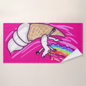 Unicorn Rainbow Riding Ice Cream Cone Badhanddoek (Badhanddoek)