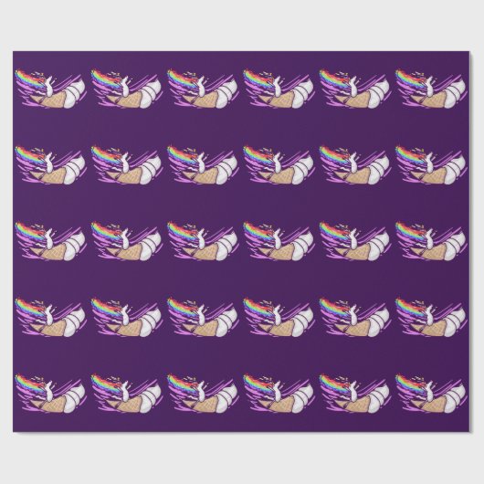 Unicorn Rainbow Riding Ice Cream Cone Cadeaupapier (Vlak)